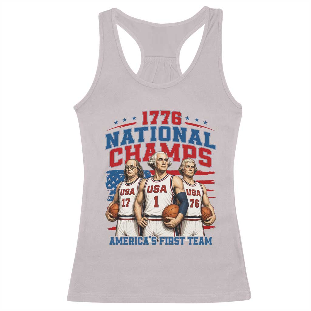 1776 National Champs Racerback Tank Top Patriotic Founding Fathers Basketball Undefeated America