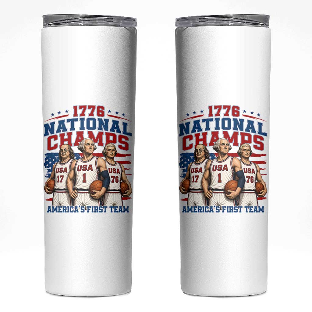 1776 National Champs Skinny Tumbler Patriotic Founding Fathers Basketball Undefeated America