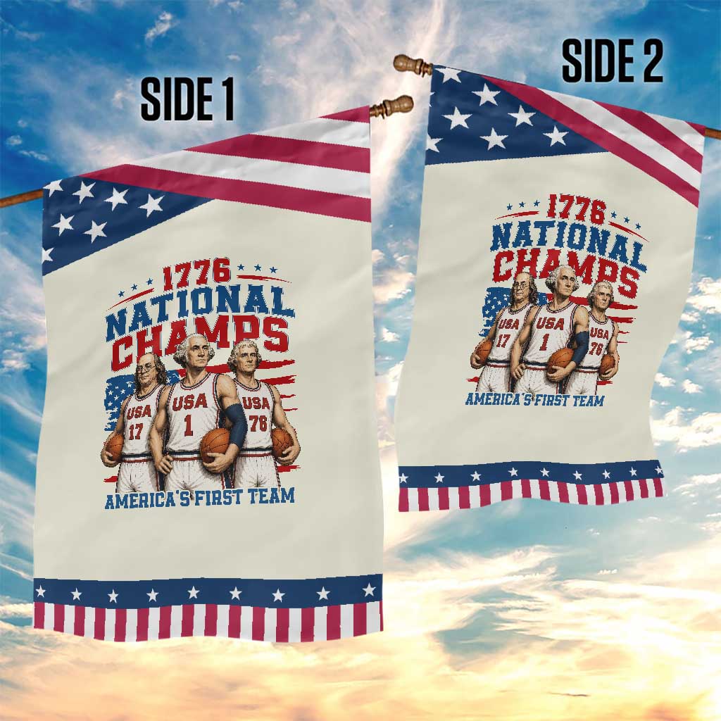 1776 National Champs Patriotic Garden Flag Funny Founding Fathers Basketball Undefeated America