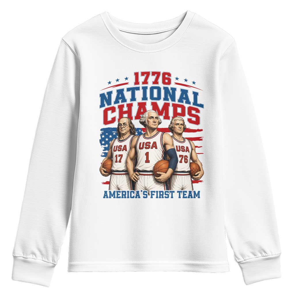 1776 National Champs Youth Sweatshirt Patriotic Founding Fathers Basketball Undefeated America