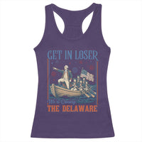 Get In Loser We're Crossing The Delaware Meme Racerback Tank Top Patriotic American History Independence Day