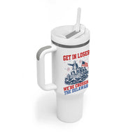 Get In Loser We’re Crossing The Delaware Tumbler With Handle Funny 4th Of July American History