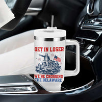 Get In Loser We’re Crossing The Delaware Tumbler With Handle Funny 4th Of July American History