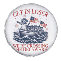 Get In Loser We’re Crossing The Delaware Spare Tire Cover Funny Raccoon Meme 4th of July