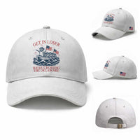 Get In Loser We’re Crossing The Delaware Baseball Cap Funny Raccoon Meme 4th of July