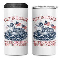 Get In Loser We’re Crossing The Delaware 4 in 1 Can Cooler Tumbler Funny Raccoon Meme 4th of July