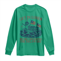 Get In Loser We’re Crossing The Delaware Long Sleeve Shirt Funny Raccoon Meme 4th of July