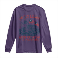 Get In Loser We’re Crossing The Delaware Long Sleeve Shirt Funny Raccoon Meme 4th of July