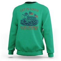 Get In Loser We’re Crossing The Delaware Sweatshirt Funny Raccoon Meme 4th of July