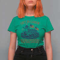 Get In Loser We’re Crossing The Delaware T Shirt For Women Funny Raccoon Meme 4th of July