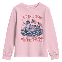 Get In Loser We’re Crossing The Delaware Youth Sweatshirt Funny Raccoon Meme 4th of July