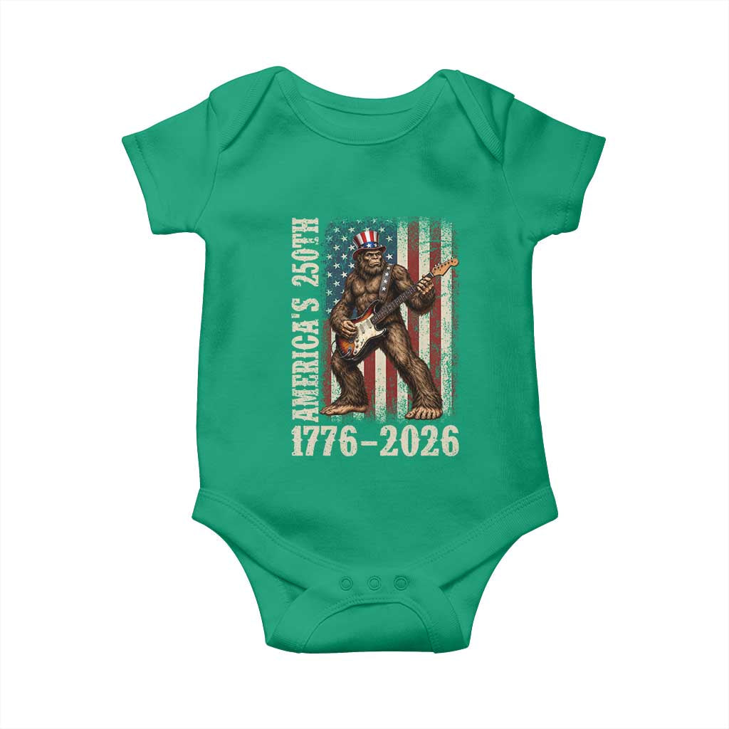 250 Years America Anniversary Baby Onesie Patriotic Bigfoot Playing Guitar 4th Of July