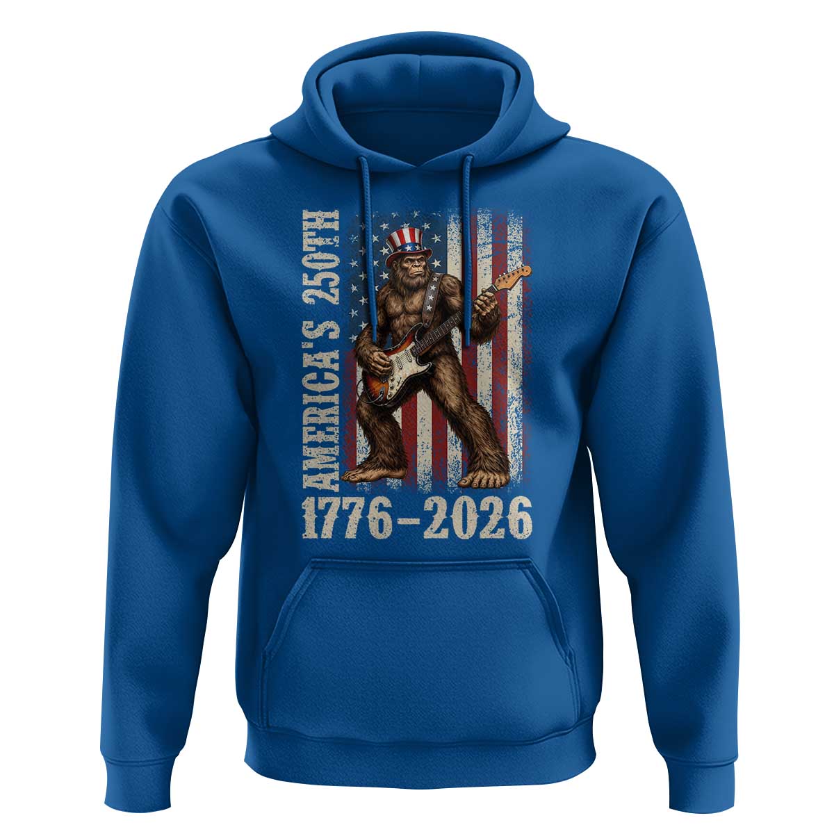 250 Years America Anniversary Hoodie Patriotic Bigfoot Playing Guitar 4th Of July