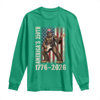 250 Years America Anniversary Long Sleeve Shirt Patriotic Bigfoot Playing Guitar 4th Of July