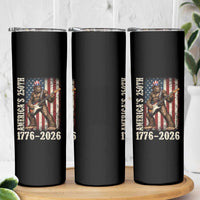 250 Years America Anniversary Skinny Tumbler Patriotic Bigfoot Playing Guitar 4th Of July
