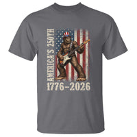 250 Years America Anniversary T Shirt Patriotic Bigfoot Playing Guitar 4th Of July