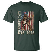 250 Years America Anniversary T Shirt Patriotic Bigfoot Playing Guitar 4th Of July