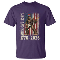 250 Years America Anniversary T Shirt Patriotic Bigfoot Playing Guitar 4th Of July