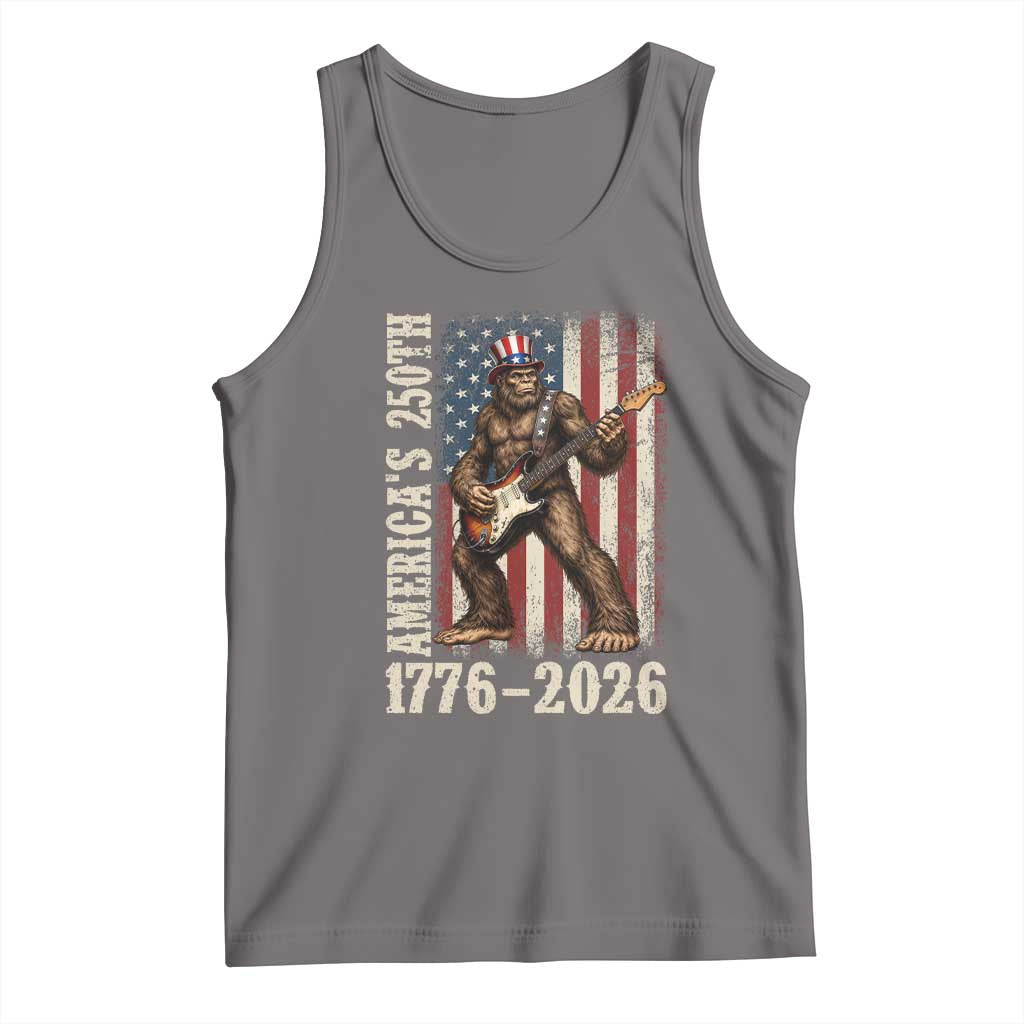 USA 250th Anniversary Tank Top Patriotic Bigfoot Playing Guitar 4th Of July