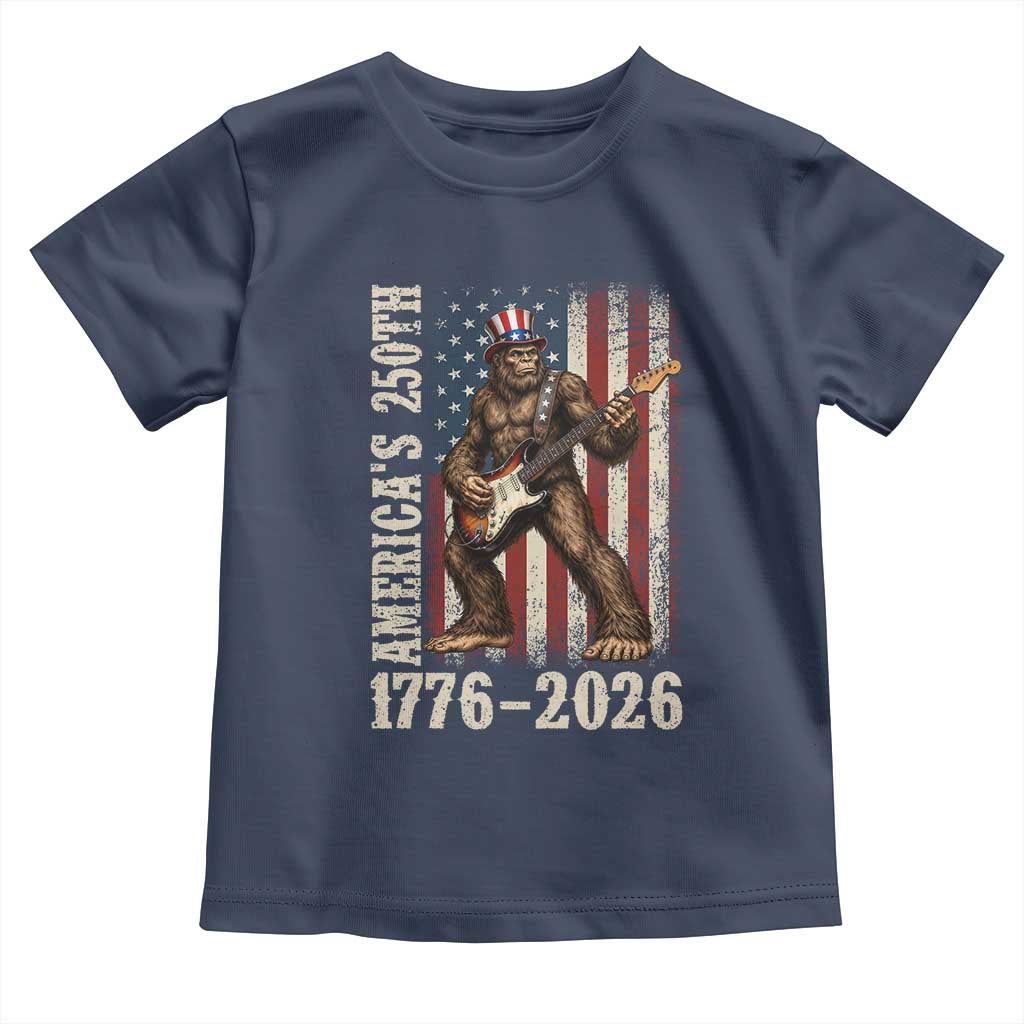 250 Years America Anniversary Toddler T Shirt Patriotic Bigfoot Playing Guitar 4th Of July