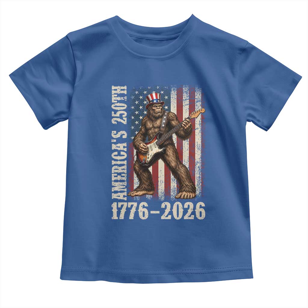 250 Years America Anniversary Toddler T Shirt Patriotic Bigfoot Playing Guitar 4th Of July
