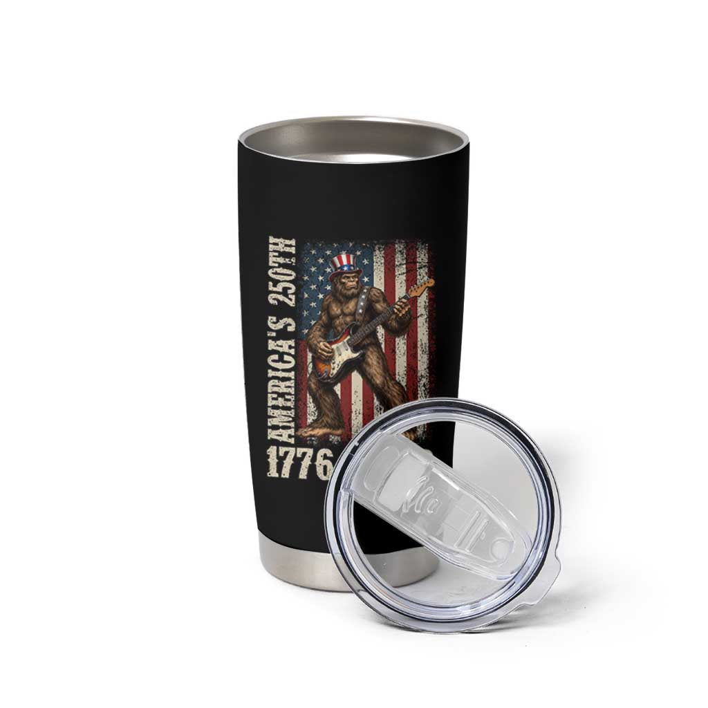 250 Years America Anniversary Tumbler Cup Patriotic Bigfoot Playing Guitar 4th Of July
