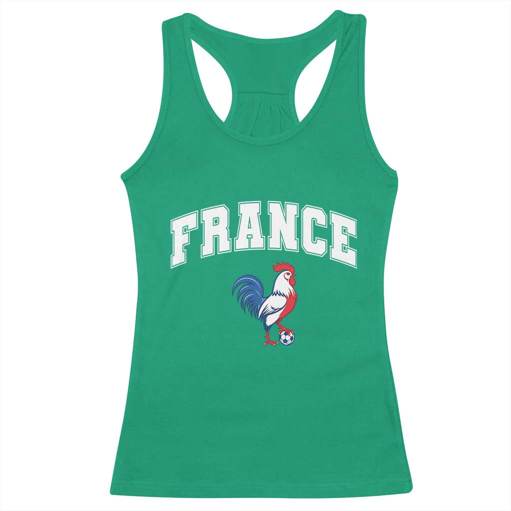 France Flag Gallic Rooster French National Pride Racerback Tank Top
