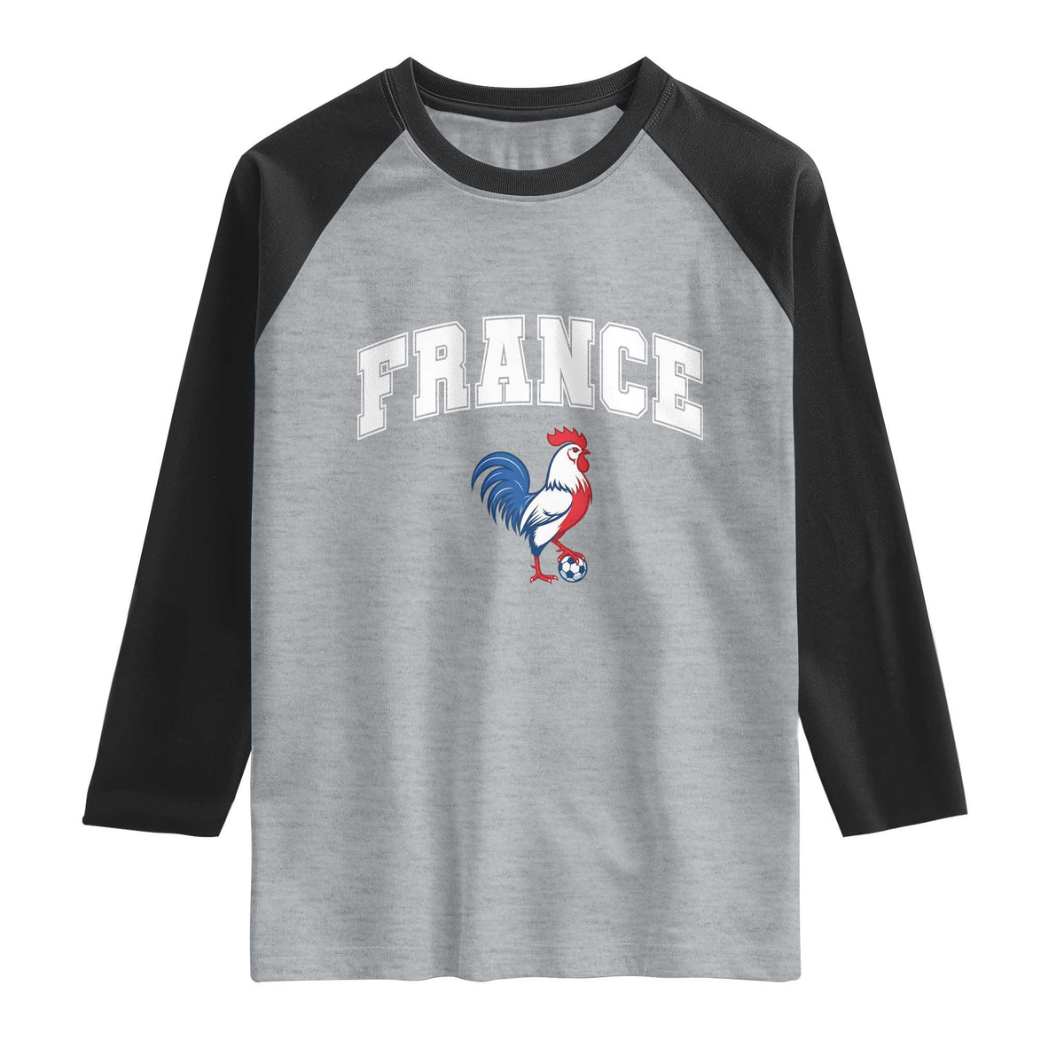 France Flag Gallic Rooster French National Pride Raglan Shirt
