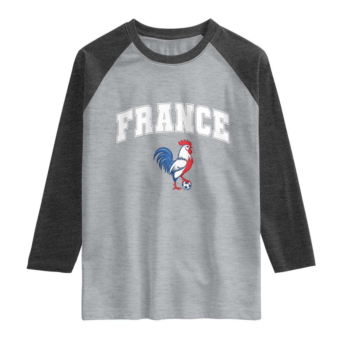 France Flag Gallic Rooster French National Pride Raglan Shirt