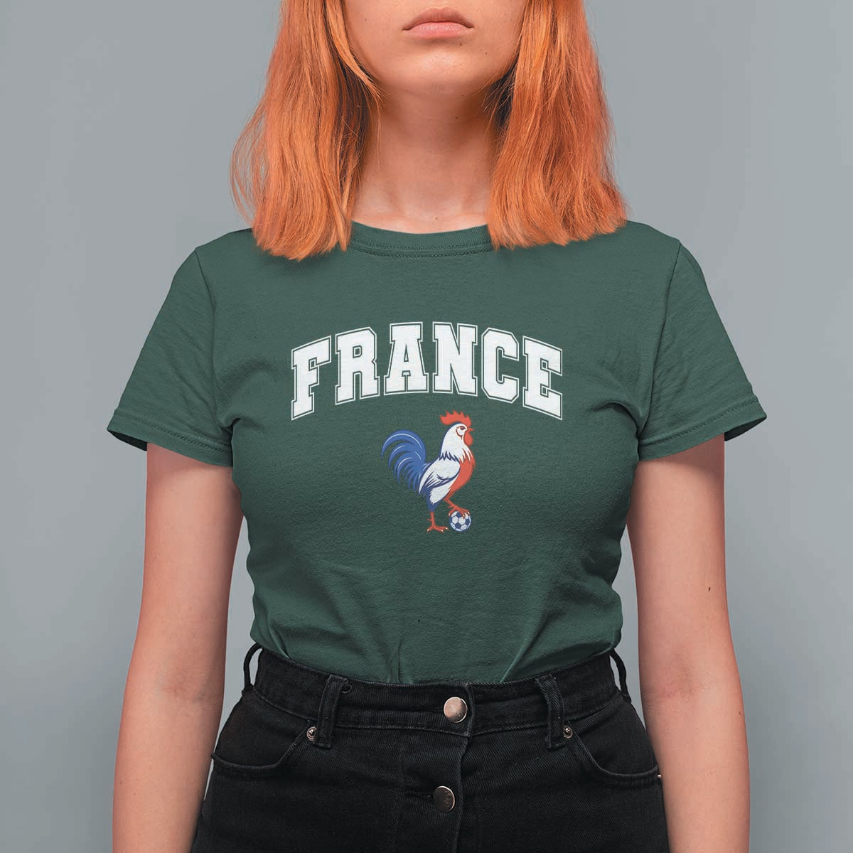 France Flag Gallic Rooster French National Pride T Shirt For Women
