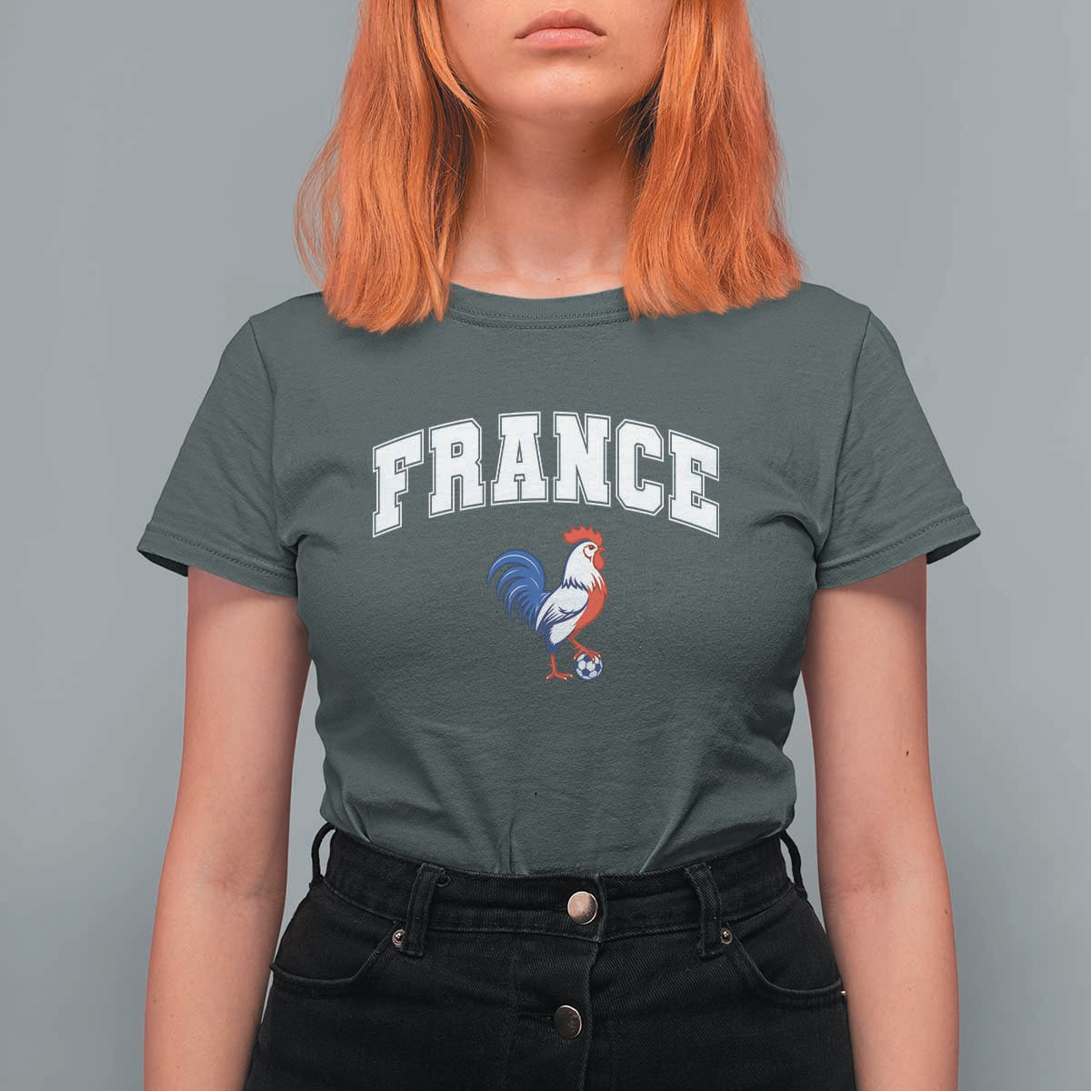 France Flag Gallic Rooster French National Pride T Shirt For Women