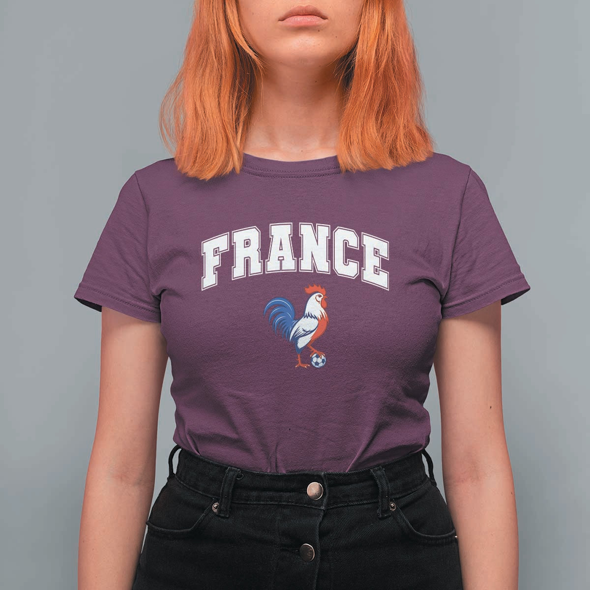 France Flag Gallic Rooster French National Pride T Shirt For Women