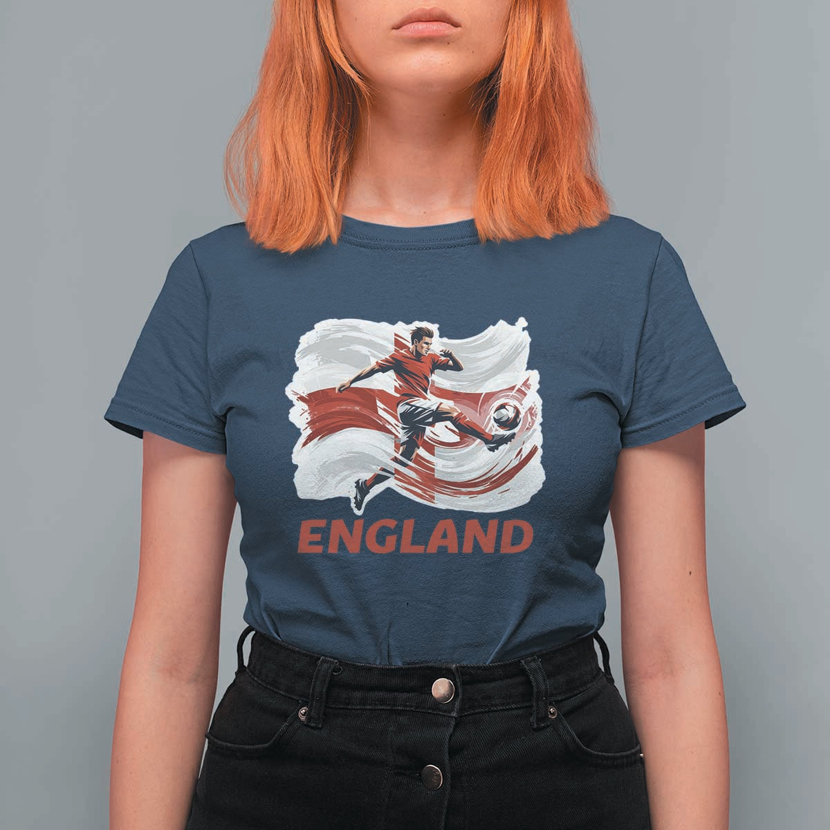 England Soccer Fan English Flag T Shirt For Women
