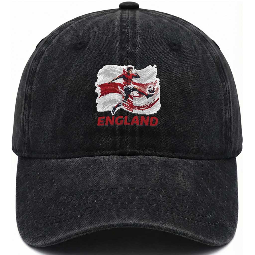 England Soccer Fan English Flag Washed Cotton Baseball Cap