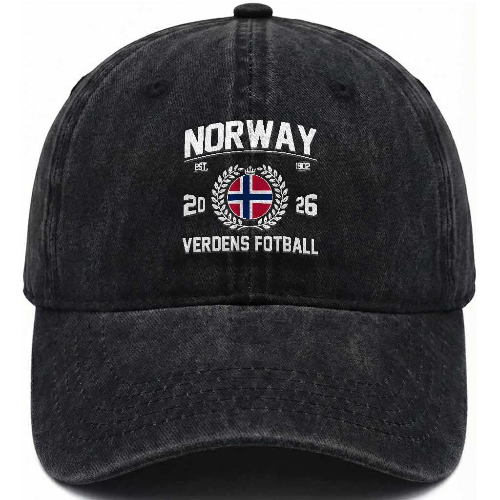 Norway Soccer Football Fan 2026 Norwegian Flag Washed Cotton Baseball Cap