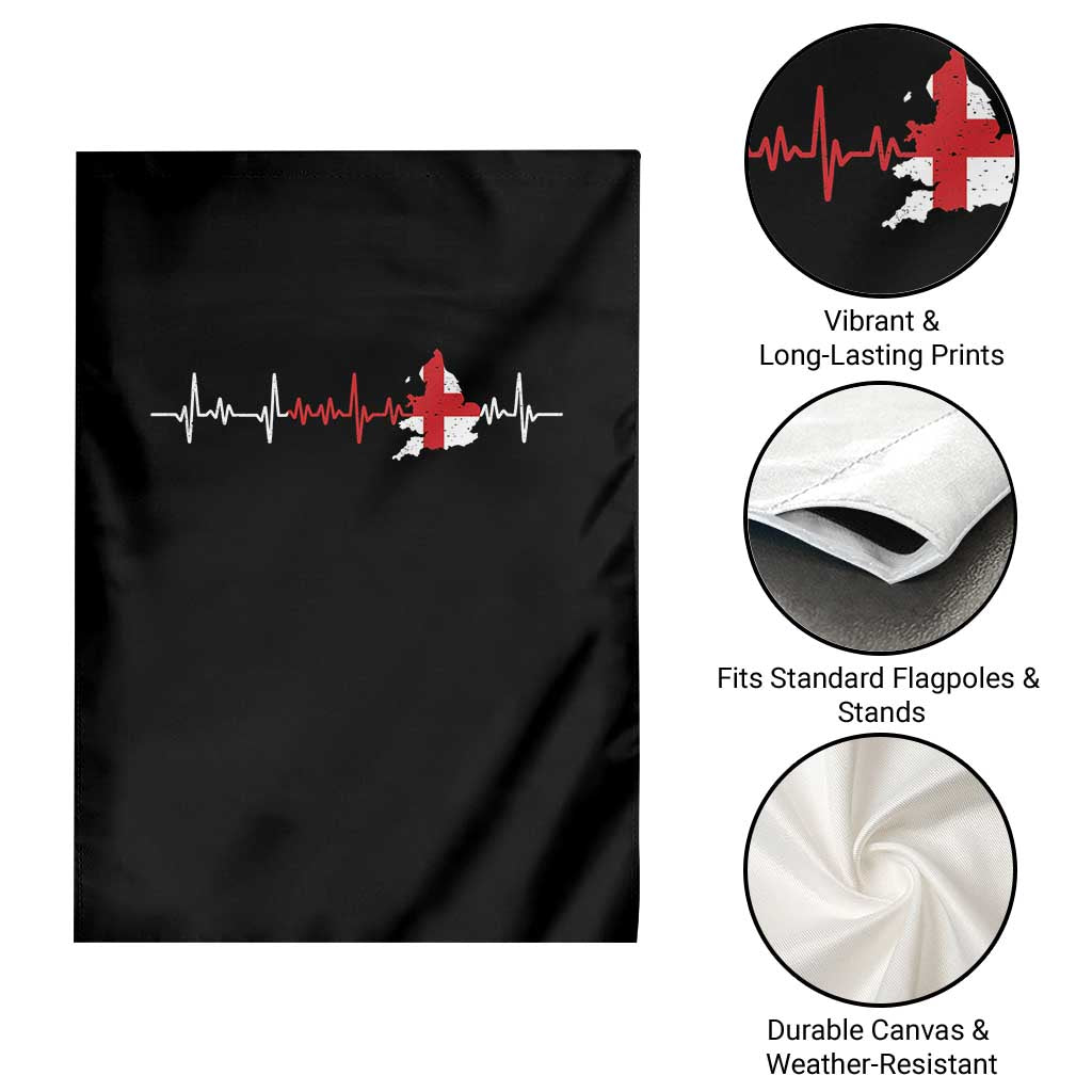 England Heartbeat EKG English Flag Map Garden Flag