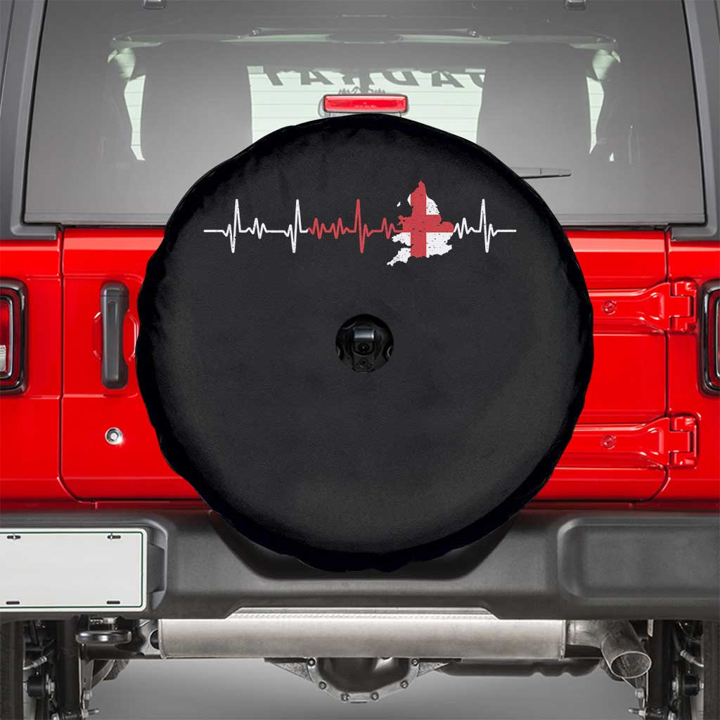 England Heartbeat EKG English Flag Map Spare Tire Cover