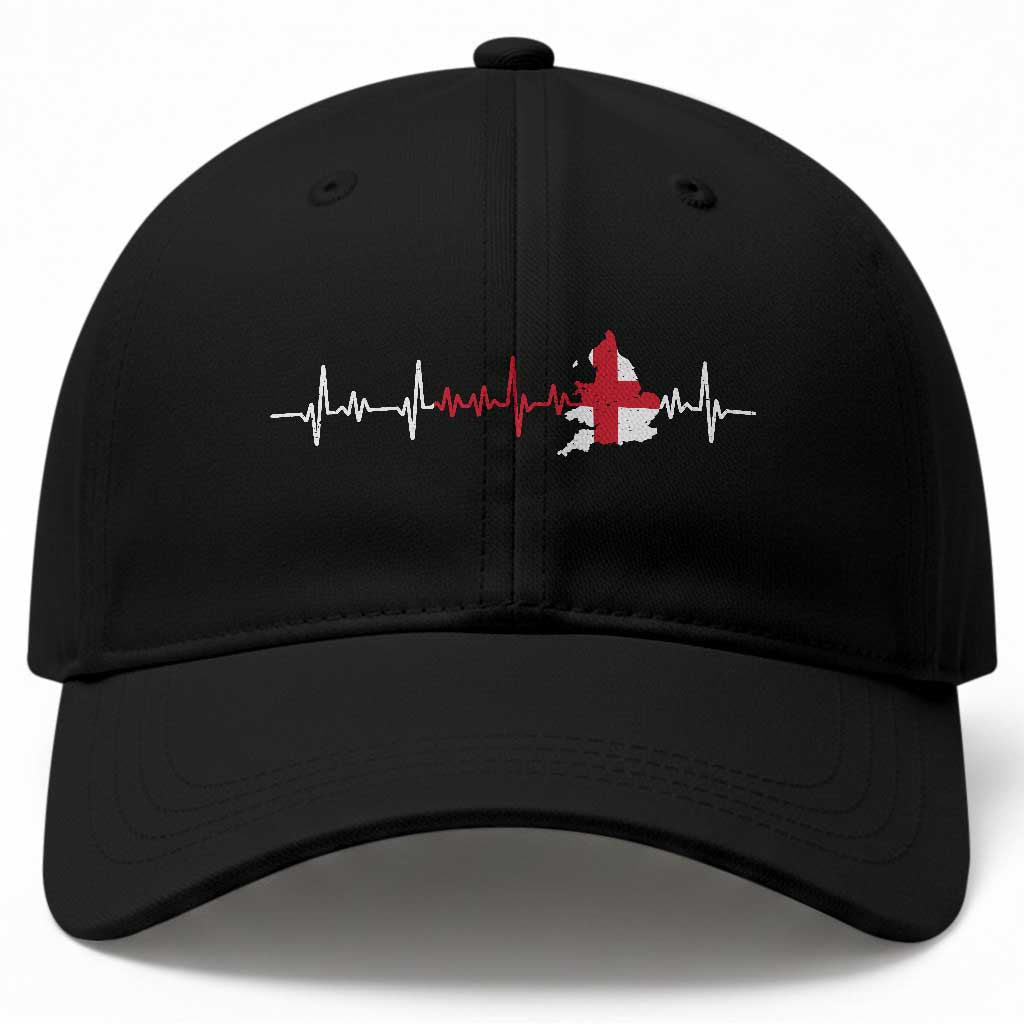 England Heartbeat EKG English Flag Map Baseball Cap