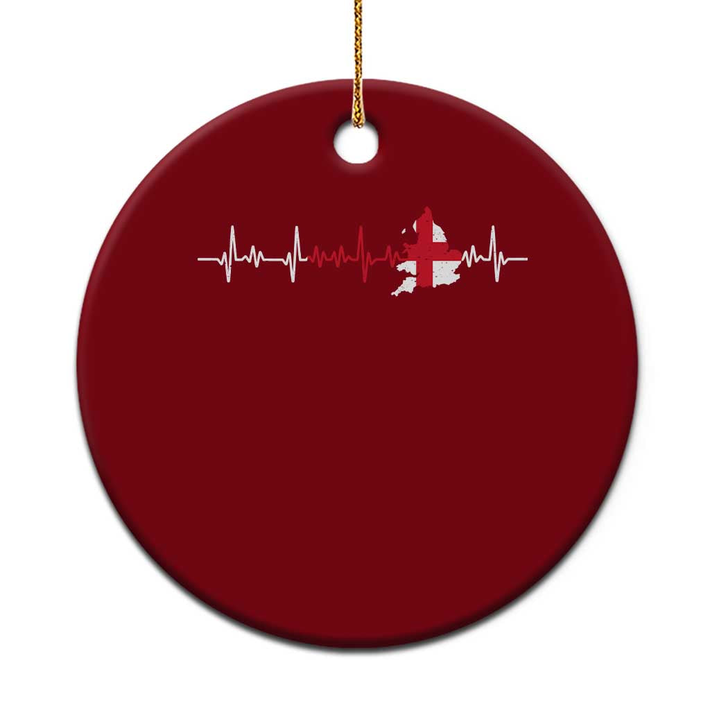 England Heartbeat EKG English Flag Map Ceramic Ornament