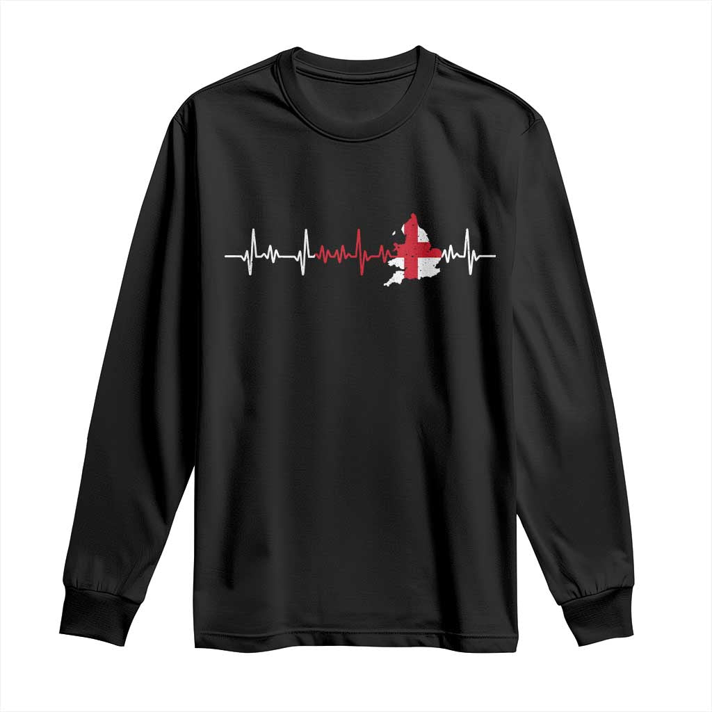 England Heartbeat EKG English Flag Map Long Sleeve Shirt