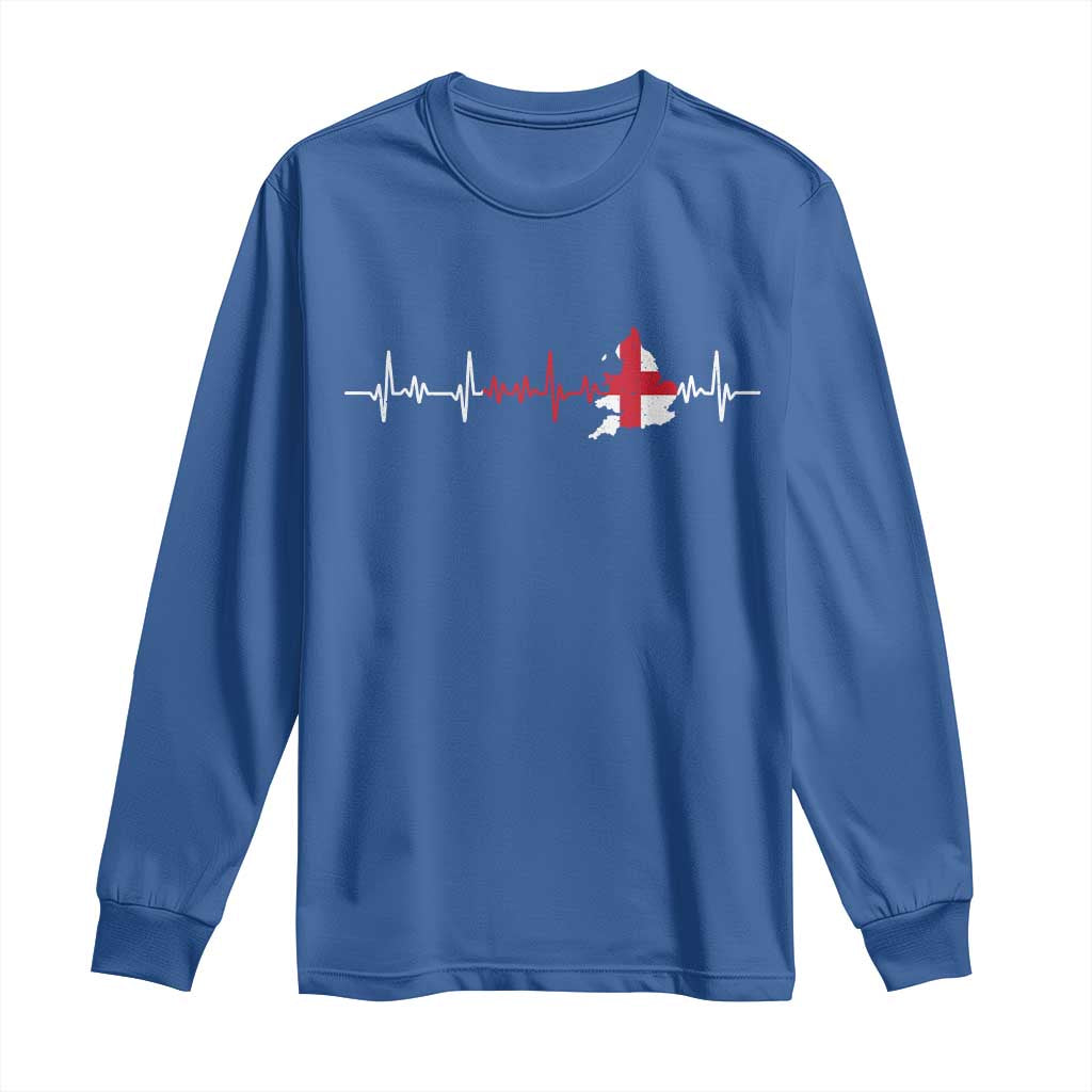 England Heartbeat EKG English Flag Map Long Sleeve Shirt