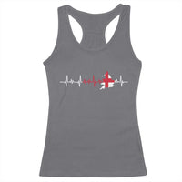 England Heartbeat EKG English Flag Map Racerback Tank Top