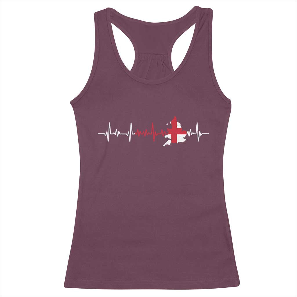 England Heartbeat EKG English Flag Map Racerback Tank Top