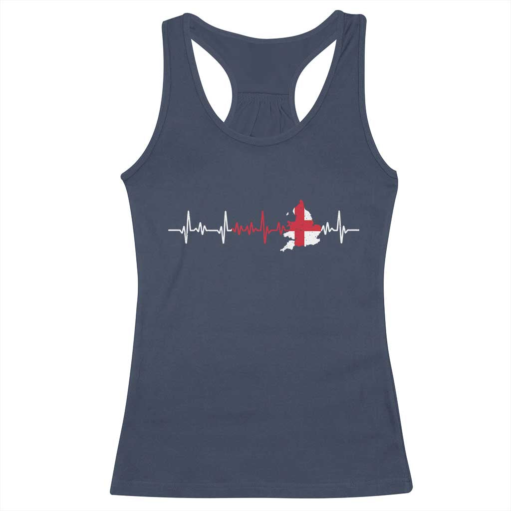 England Heartbeat EKG English Flag Map Racerback Tank Top