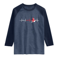England Heartbeat EKG English Flag Map Raglan Shirt