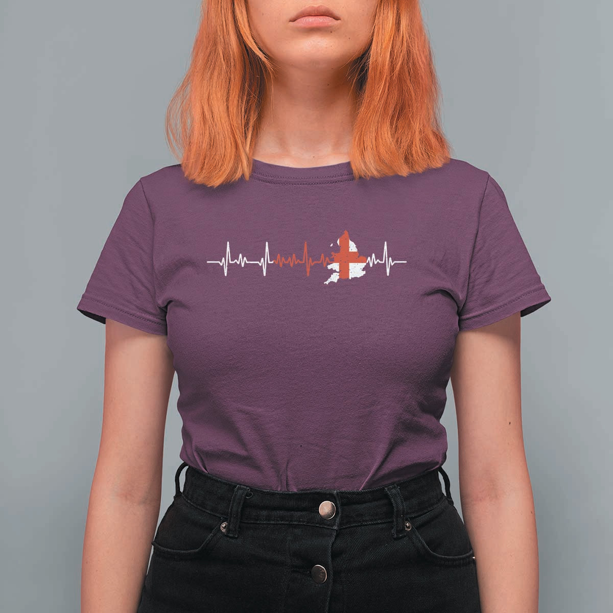England Heartbeat EKG English Flag Map T Shirt For Women