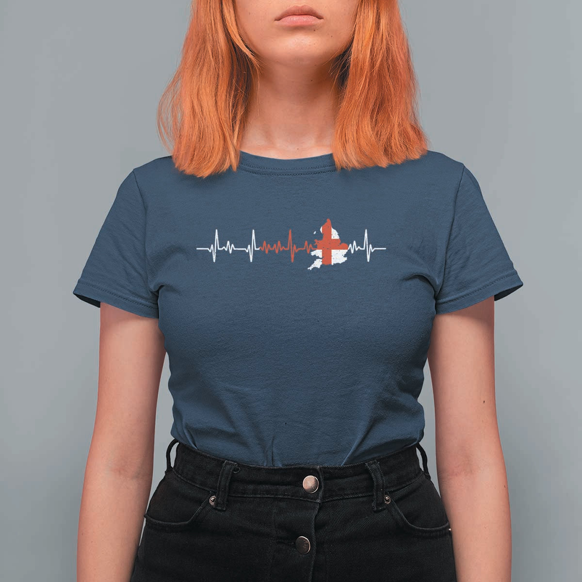 England Heartbeat EKG English Flag Map T Shirt For Women