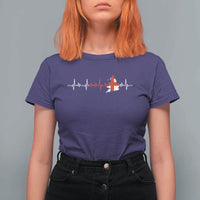 England Heartbeat EKG English Flag Map T Shirt For Women