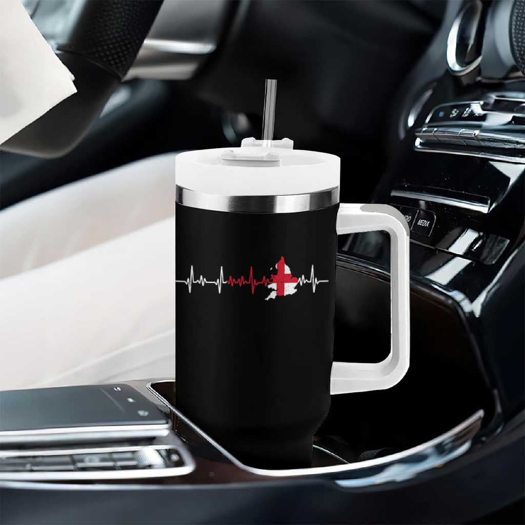 England Heartbeat EKG English Flag Map Tumbler With Handle