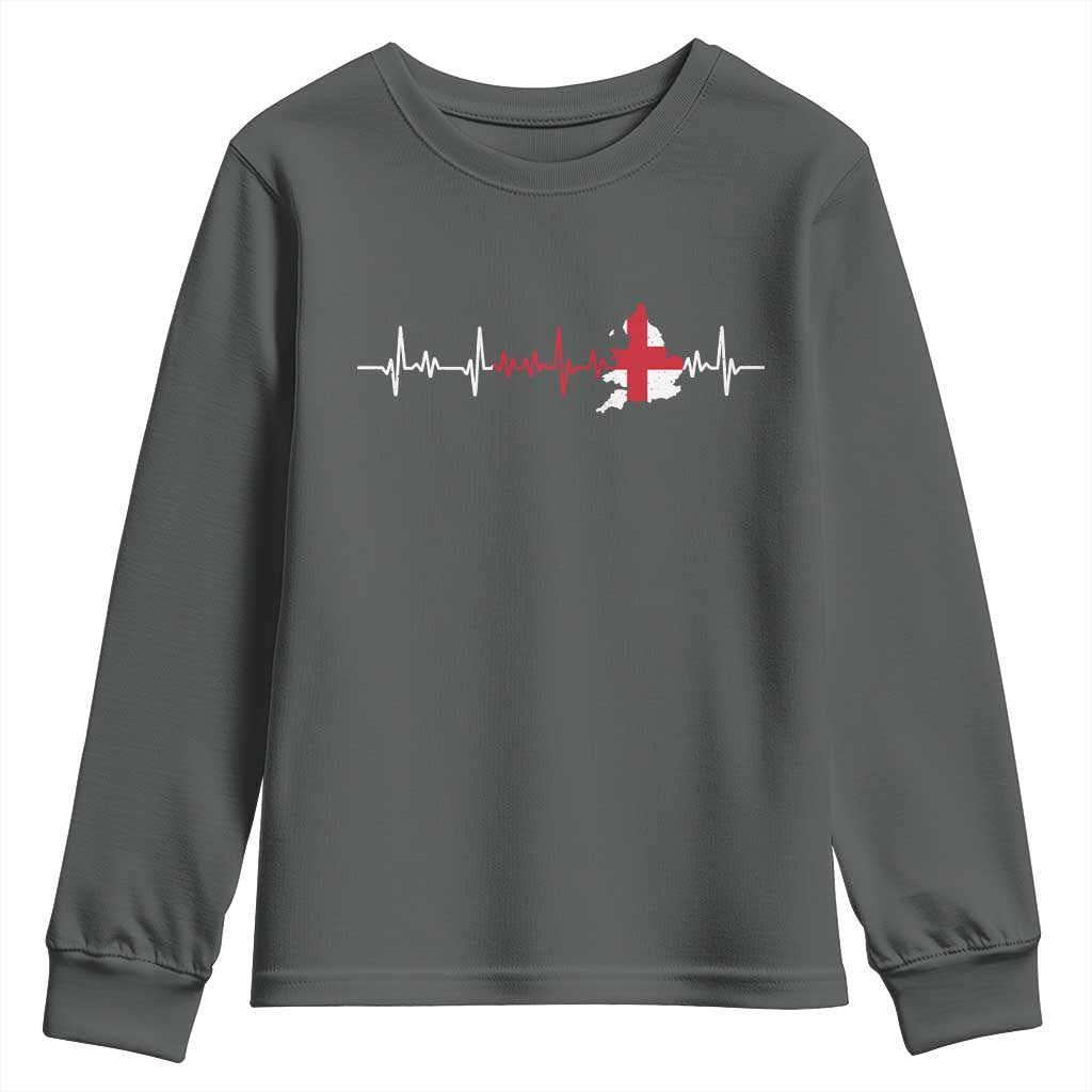 England Heartbeat EKG English Flag Map Youth Sweatshirt